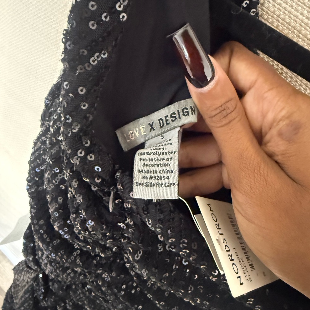 Nordstrom Black Sequin One-Shoulder Dress - Picture 3 of 3
